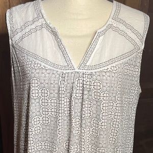Elaine Rose Embroidered Sleeveless Tunic Tank - Gray & White